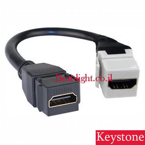 כבל HDMI 1.4 נקבה דו צדדי שחור ולבן לשקע קיסטון